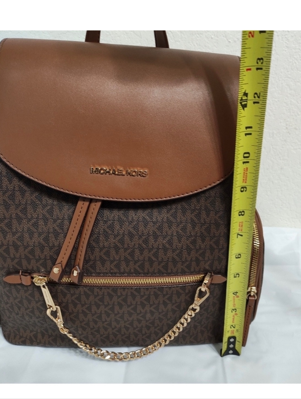 Michael Kors Brown Logo Backpack with Gold Hardware